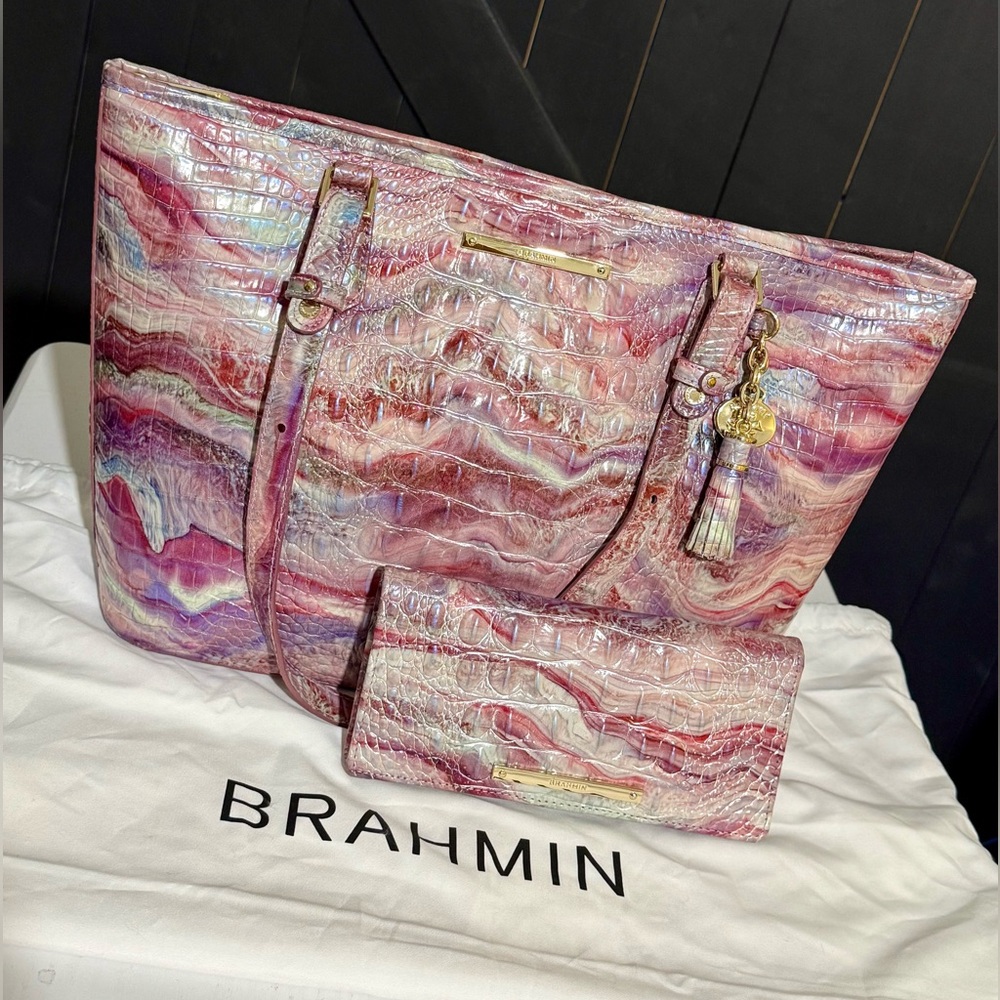 Brahmin Asher Aura Melbourne Leather Handbag & Brahmin Ady Aura Matching Wallet